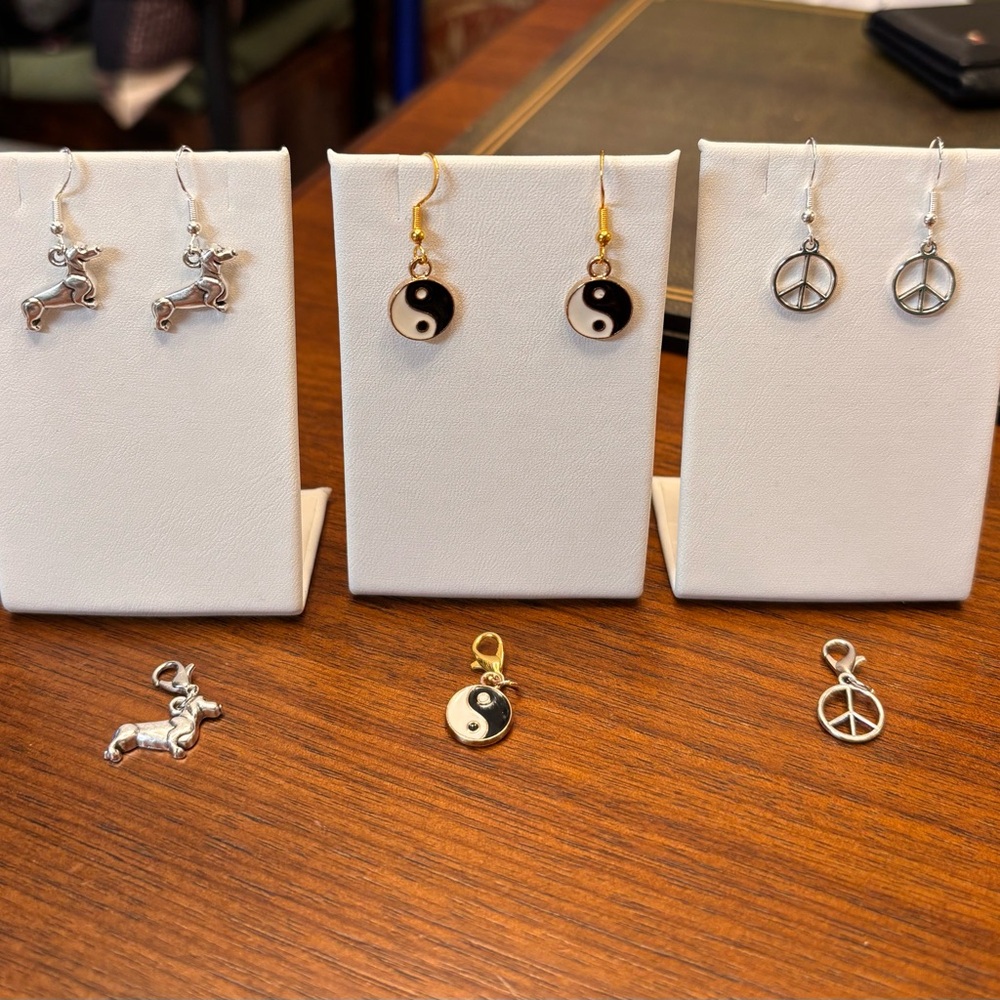 Set of 3 Charming new Earring Trio sets with matching pendant Charms